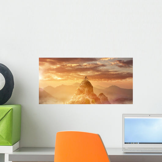 Mountain Biker Auf Bergspitze Wall Decal