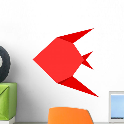 Red Origami Fish Wall Decal