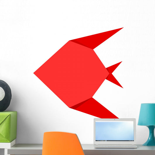 Red Origami Fish Wall Decal