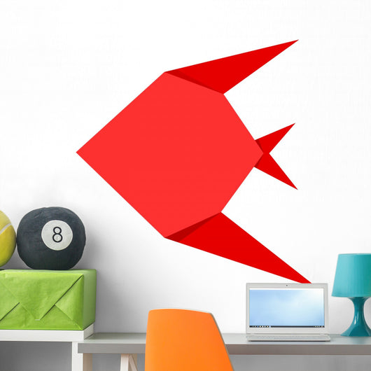 Red Origami Fish Wall Decal