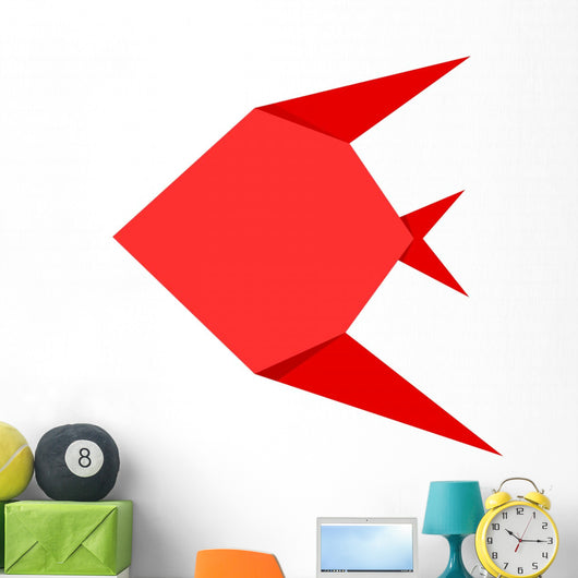 Red Origami Fish Wall Decal