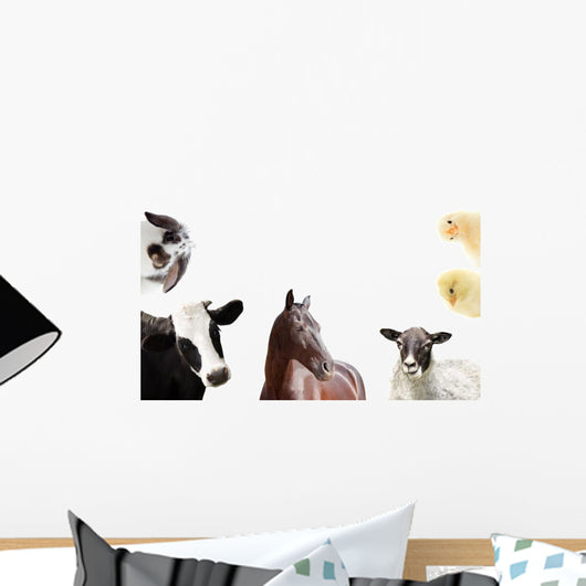 Various Peeking Farm Animals Wall Decal Sticker Set
