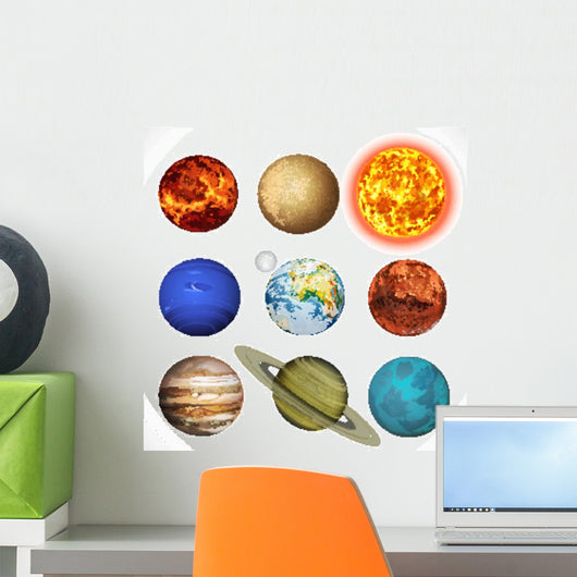 Vector Illustration Planets Solar Wall Decal Sticker Set