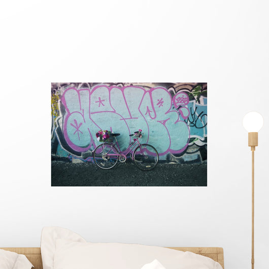 Bicycle with Flowers Graffiti Wall Decal
