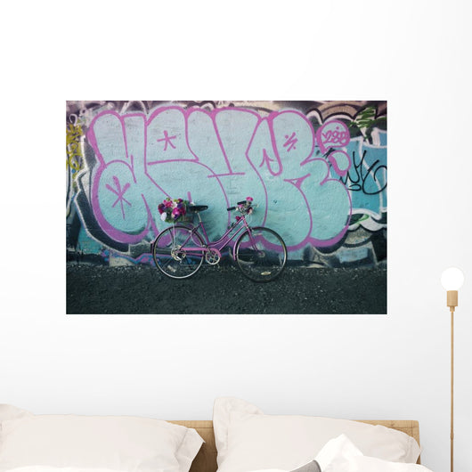 Bicycle with Flowers Graffiti Wall Decal