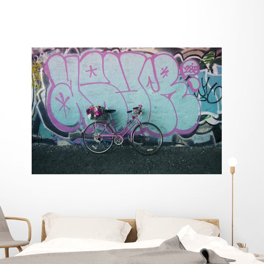 Bicycle with Flowers Graffiti Wall Decal