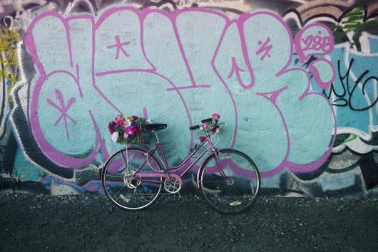 Bicycle with Flowers Graffiti Wall Decal