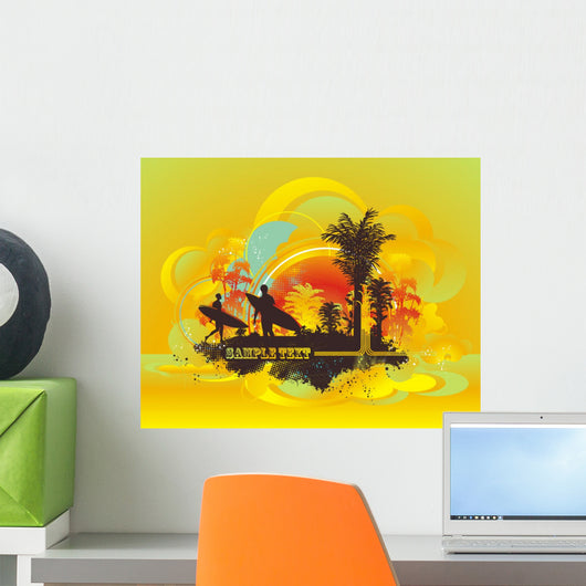 Illustration with Palm Trees Wall Decal