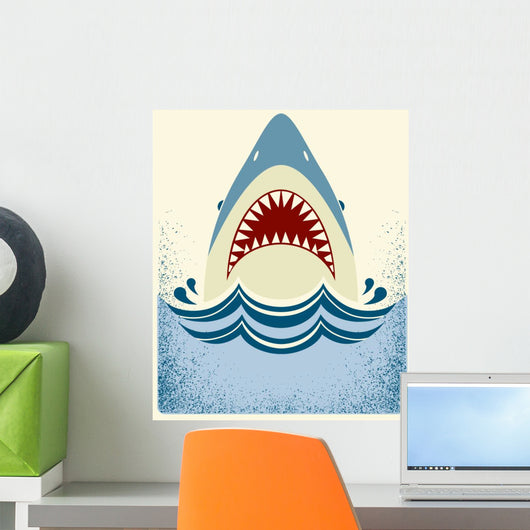 Shark Jaws Vector Color Illustration Wall Decal