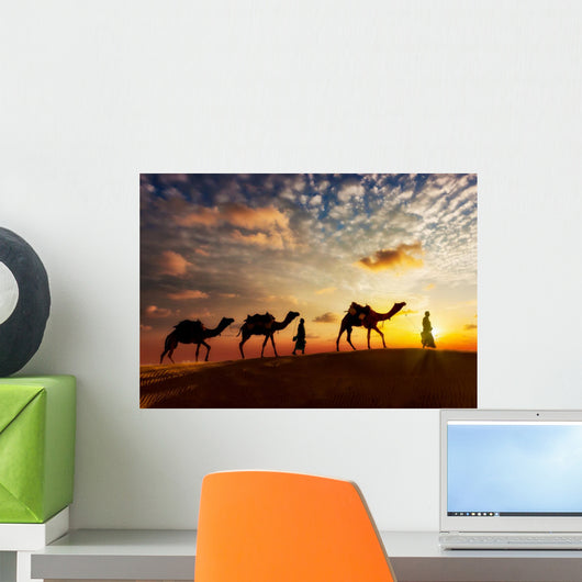 Two Cameleers Camel Drivers against Sunset Wall Decal