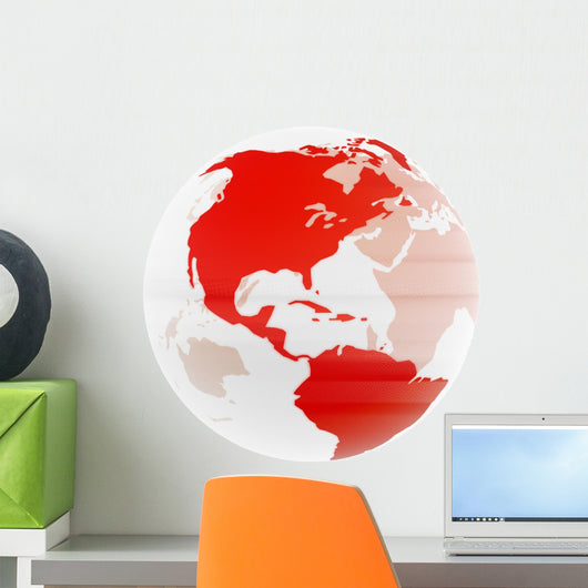 White-red Globe Wall Decal
