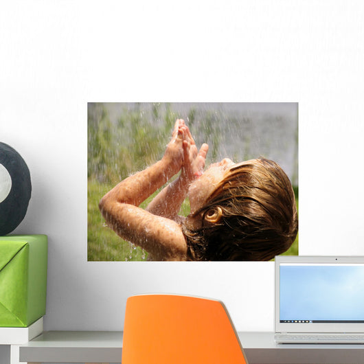 Playing Rain Wall Decal