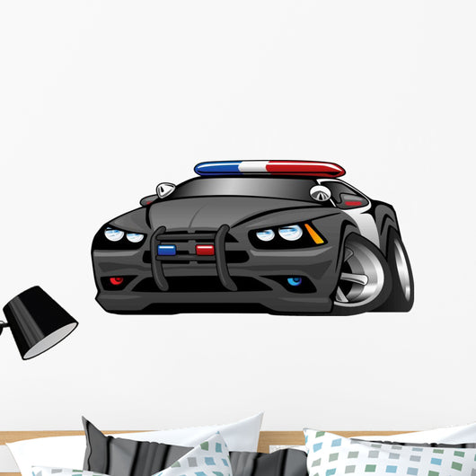 Police Muscle Car Cartoon Wall Decal
