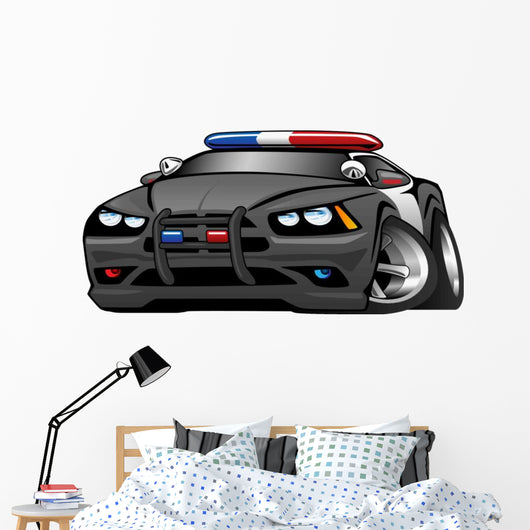 Police Muscle Car Cartoon Wall Decal