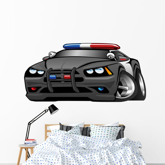Police Muscle Car Cartoon Wall Decal