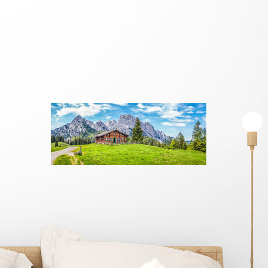 Swiss Alps with Cabin Landscape Wall Decal