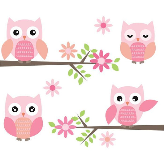 Cut Owl and Branches Wall Decal Sticker Set