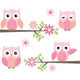 Cut Owl and Branches Wall Decal Sticker Set