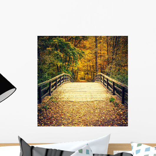Bridge Autumn Forest Wall Decal