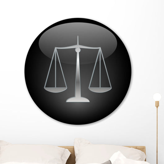 Scales Justice Button Silver Wall Decal