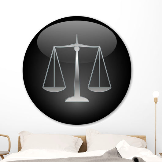 Scales Justice Button Silver Wall Decal
