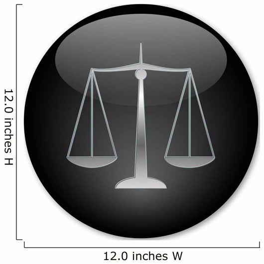 Scales Justice Button Silver Wall Decal