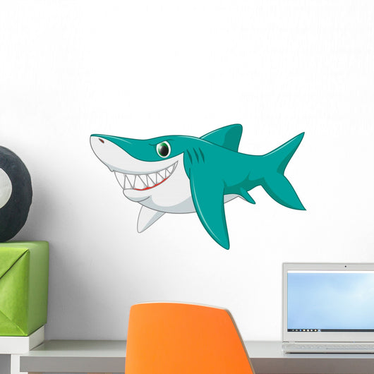 Cute Shark Cartoon Wall Decal
