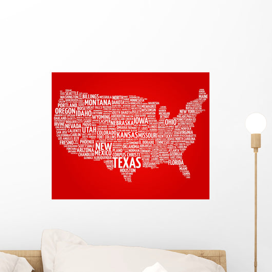 Word Cloud USA Map Wall Decal