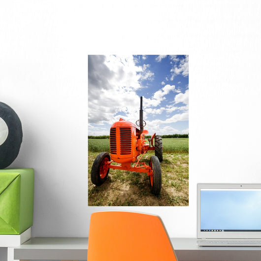 Old Orange Retro Tractor Wall Decal