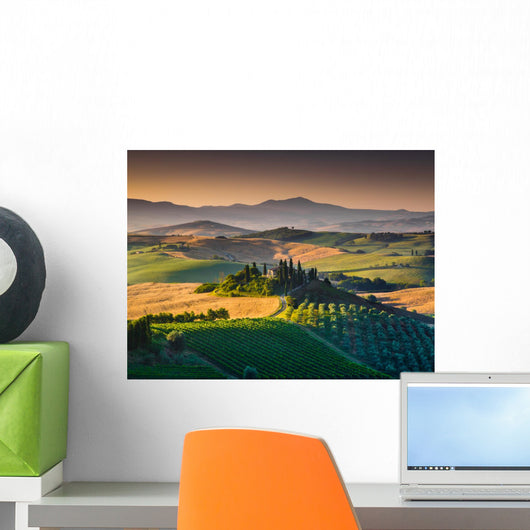 Scenic Tuscany Farmland Sunrise Wall Decal