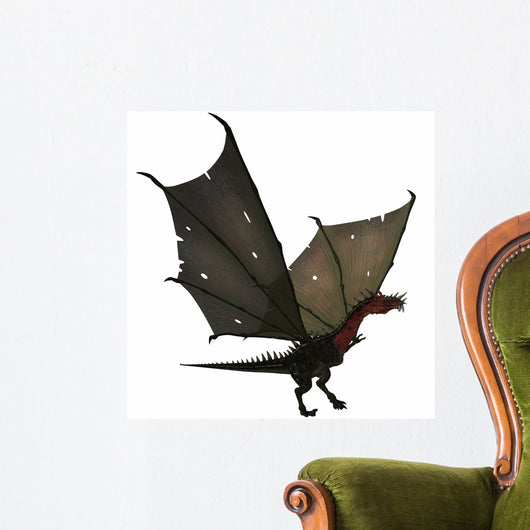 Fantasy Dragon with Wings Extended Wall Decal