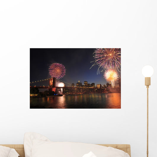 Brooklyn Bridge and Fireworks Wall Decal