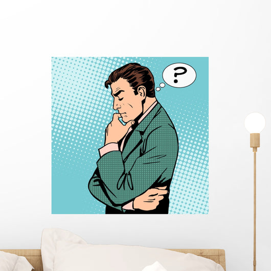 Thinking Businessman Questions Wall Decal