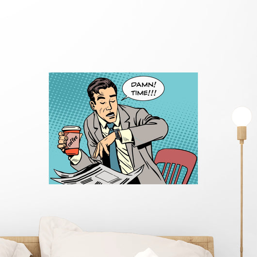 Coffee Break Late Businessman Wall Decal