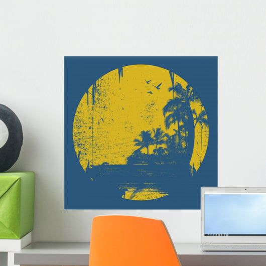 Grunge Summer Circle Scene Wall Decal