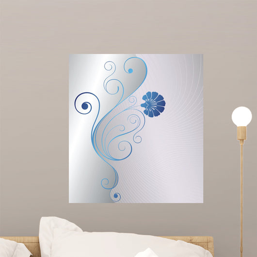 Blue Floral Wall Decal