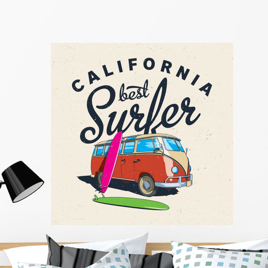 Best Surfing California Label Wall Decal