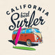 Best Surfing California Label Wall Decal