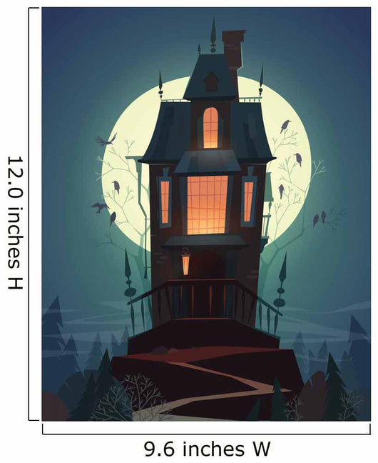 Spooky Hilltop Mansion Halloween Wall Decal