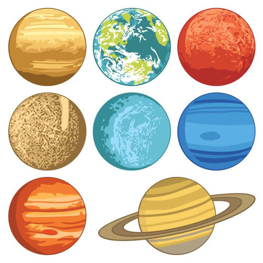 Cartoon Solar System Planets Wall Decal Sticker Set