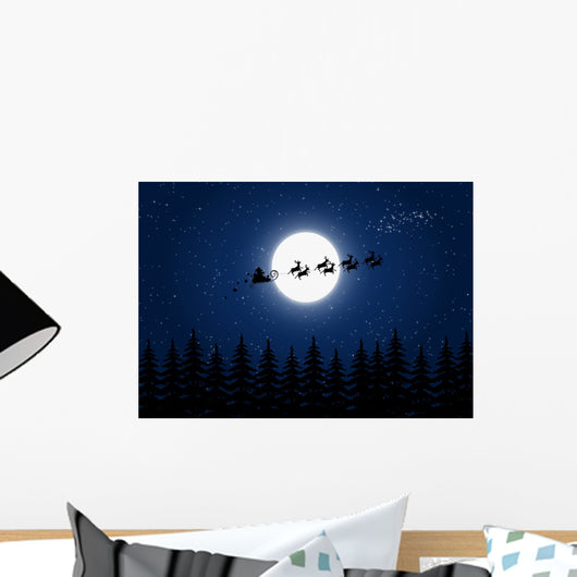 Santa Claus Flying Christmas Wall Decal