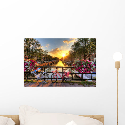 Amsterdam Bicycles Sunrise Wall Decal