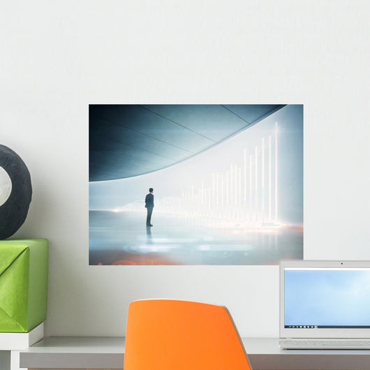 Businessman Looking Shining Chart Wall Decal