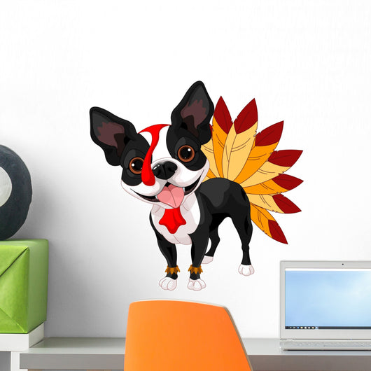 Thanksgiving Boston Terrier Wall Decal
