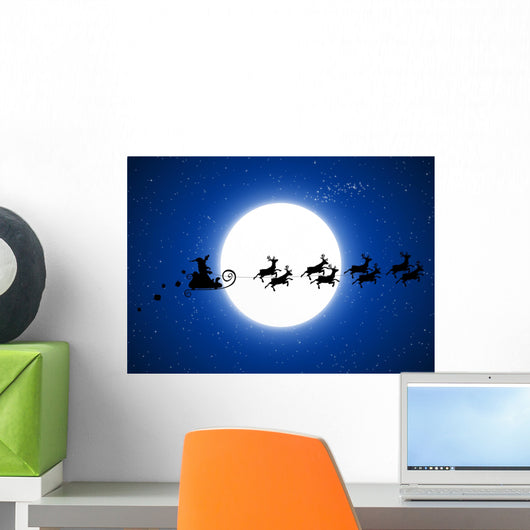 Santa Claus Flying Christmas Wall Decal