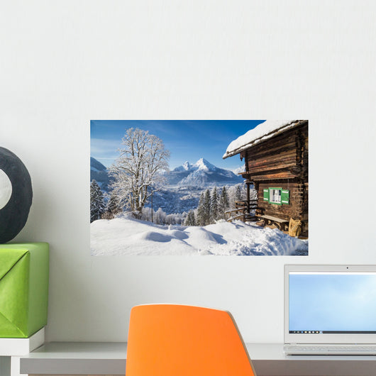 Winter Alps Mountain Chalet Wall Decal