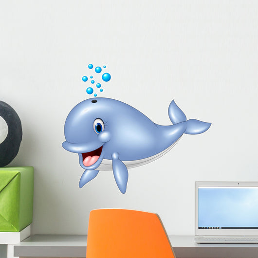 Cartoon Funny Blue Whale Wall Decal