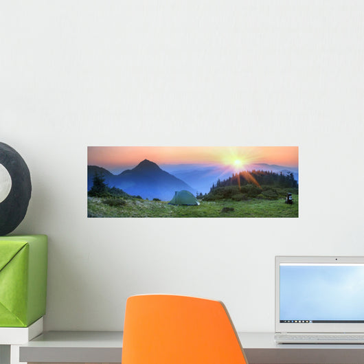 Tent Mountains Wall Decal Panoramic