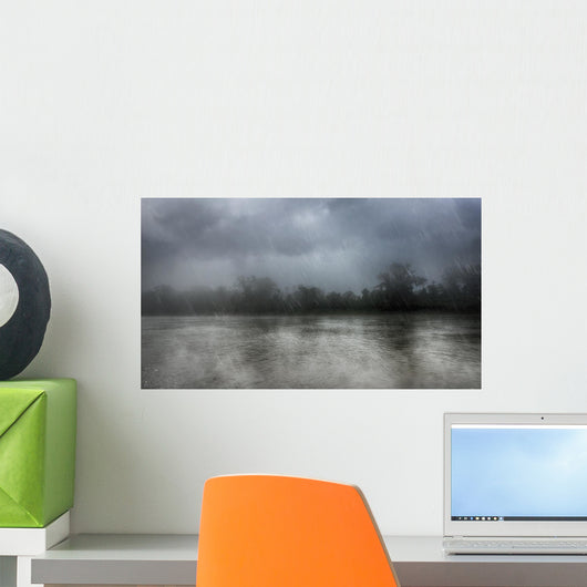 Heavy Rain over River Wall Decal