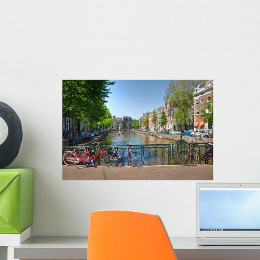 Biking Amsterdam Canal Holland Wall Decal
